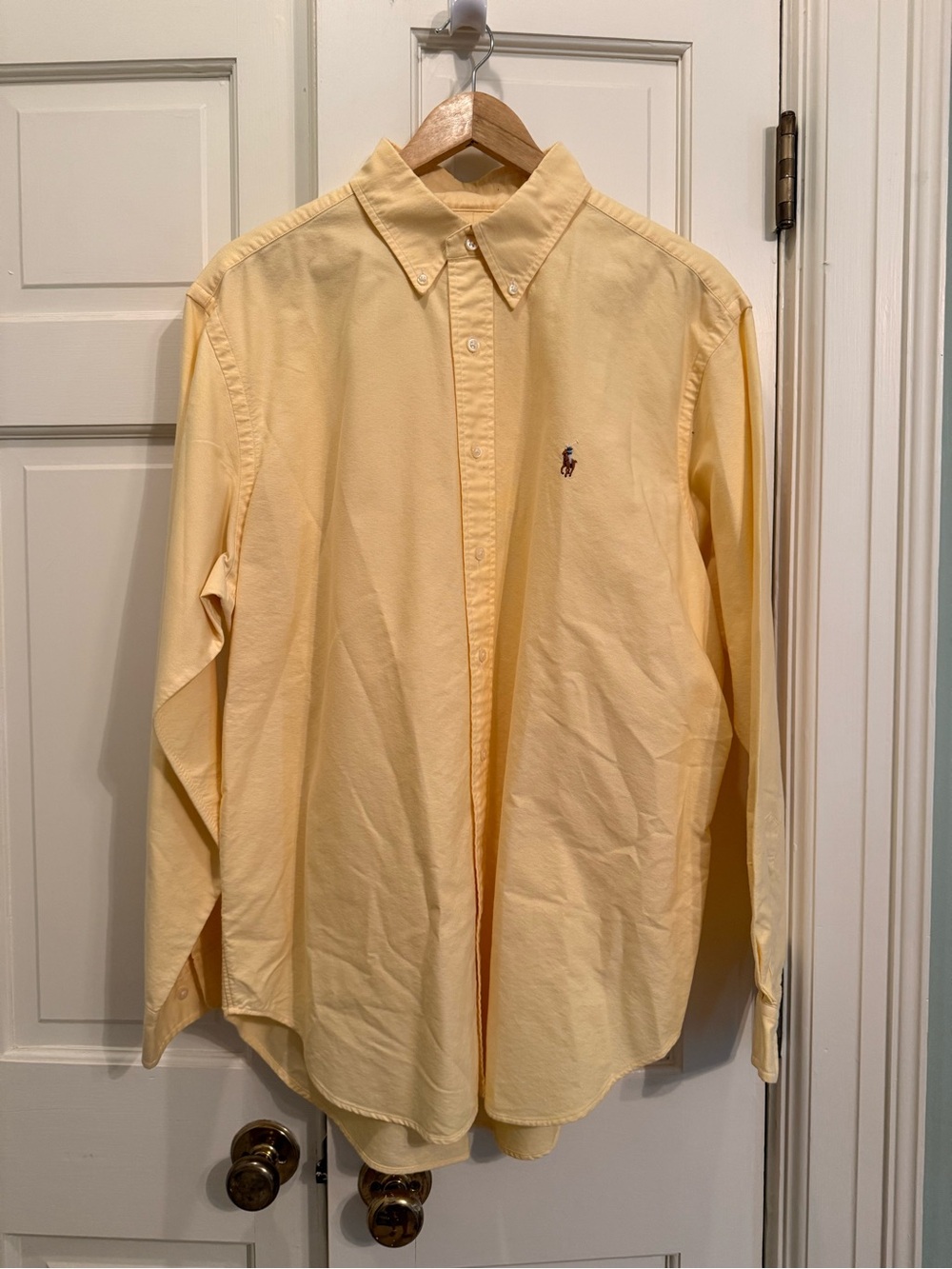 Ralph Lauren Men's Pale Yellow Button-Down Dress Shirt